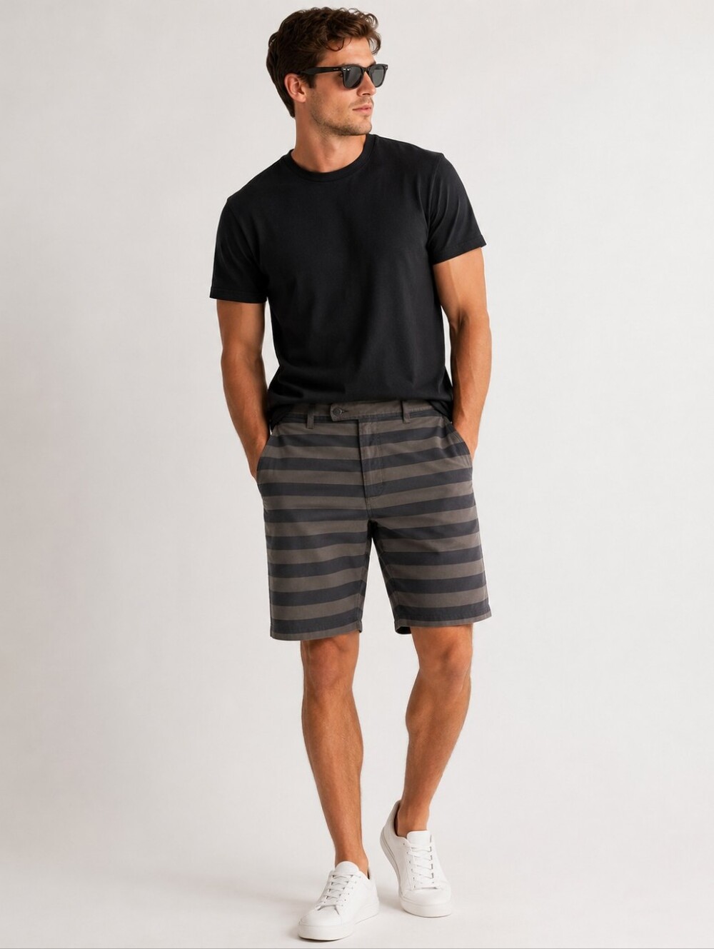 Lululemon Mens Striped Flat Front 10" Inseam Shorts Gray Size 40